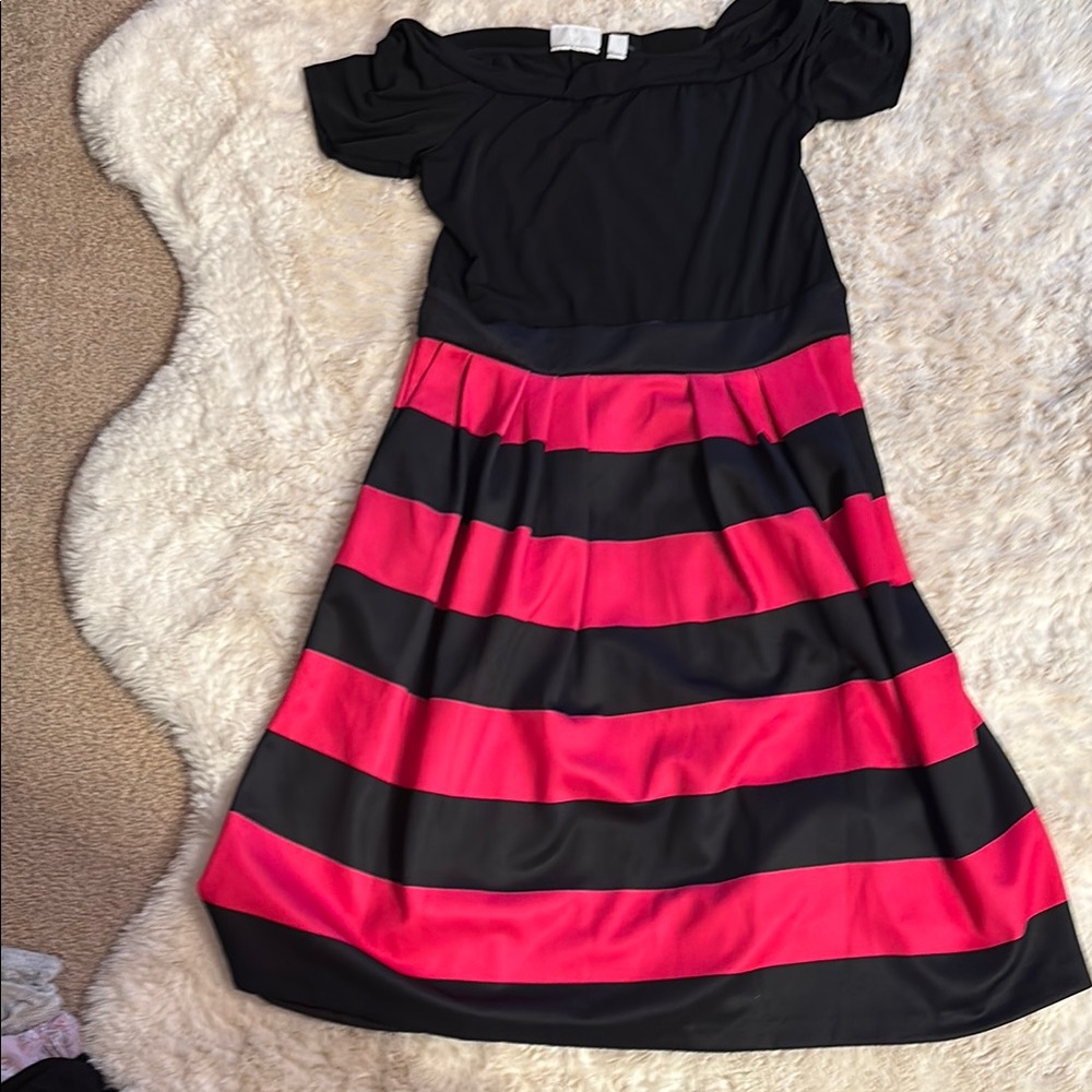 Stylish Black and Pink Striped Dress
